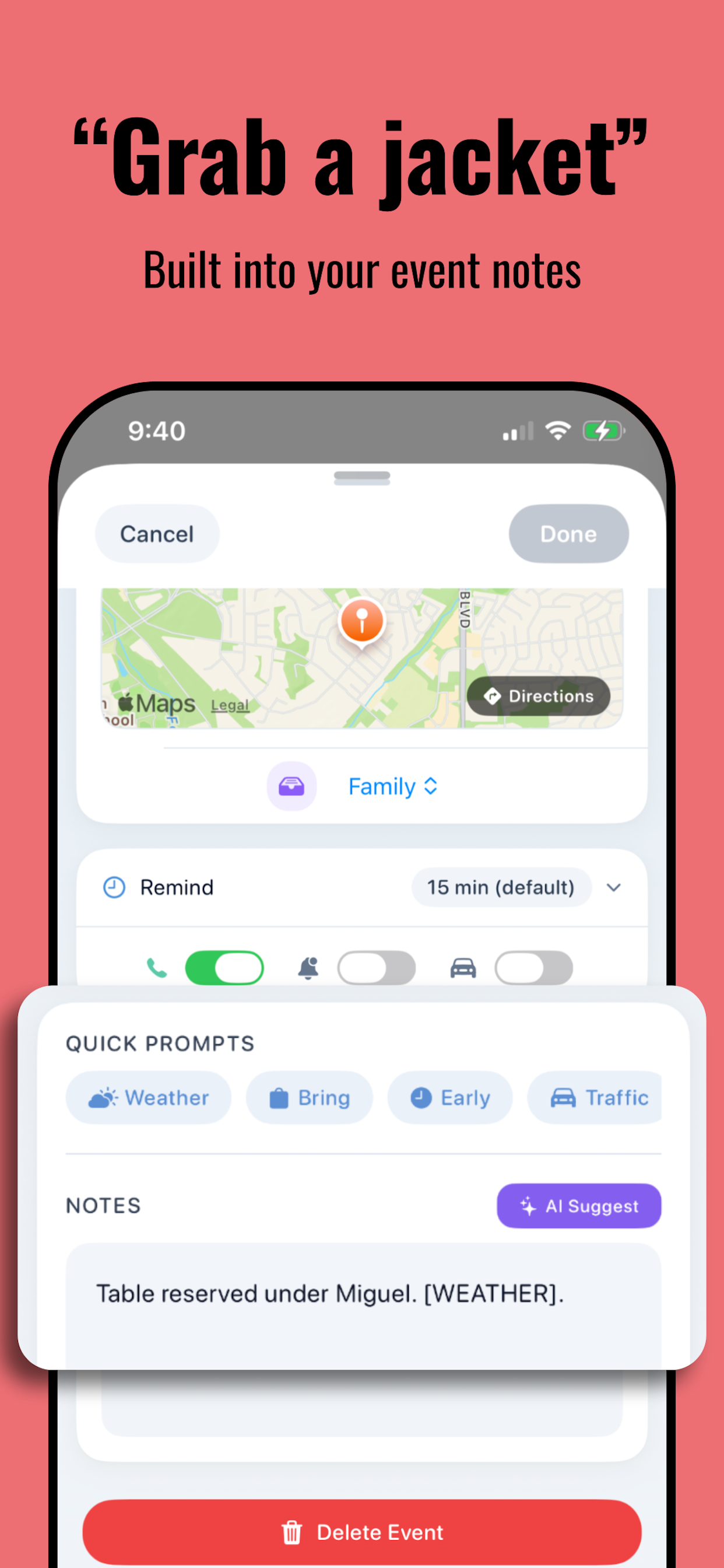 Calendar Call - Weather and quick prompts